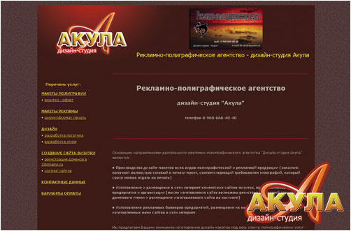 Собственный сайт - дизайн-студия Акула - ds-akula.ru